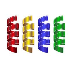 3D Ribbon Red Gold Yellow Blue Green Illustrator Vector