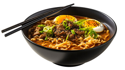traditional black bowl spicy curry ramen with beef - obrazy, fototapety, plakaty