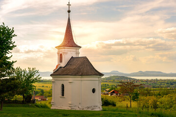 Saint Donat chapel in Balatonlelle on the Kishegy Small Mountain next to lake Balaton with a nice view