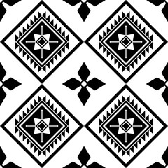 Fototapeta premium Seamless pattern set white and black color. tribal pattern. local fabric pattern. square shape