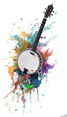 Naklejka premium Banjo Stringed Music Instrument Transparent Background Generative AI Illustration 