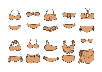 オレンジのビキニのイラストセット