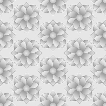 Geometric floral monochrome seamless pattern tiles and fabrics backdrop. flat Vector illustration. use wall decoration and fabric print. © i_jay
