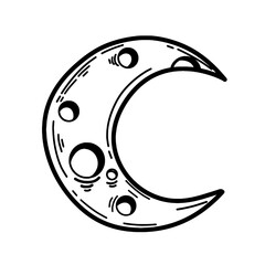 Crescent moon hand drawn
