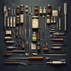 Illustration of medical tools AI generative