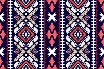 Ethnic Figure aztec embroidery style. Geometric ikat oriental traditional art pattern.Design for ethnic background,wallpaper,fashion,clothing,wrapping,fabric,element,sarong,graphic,vector illustration