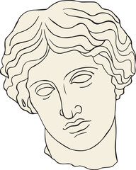 greek woman sculpture, antique classical sculpture, ancient sculpture, hand drawn, boho colors, classical sculpture, modern style, vector.