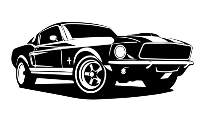 American muscle car isolated on white