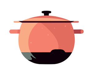 Cooking soup on stove in saucepan boiling