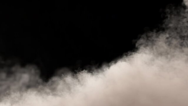 Video effect destructive cloud of dust and tiny pieces of debris. 3d HQ animation in 4K resolution, 30fps with alpha channel (transparency).