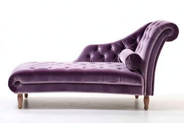 Glamorous velvet chaise lounge sofa isolated on white background