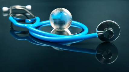 stethoscope on a dark background. heart rate medical instrument