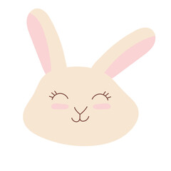 Hand drawn illustration of cute baby bunny isolated on white background