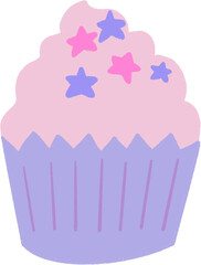 Aesthetic doodle cute cafe cupcake menu restaurant party birthday dessert bakery elements isolated for greetings, print bityhday, pattern