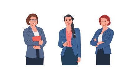 Businesswomen people. Corporate office style. Vector flat style cartoon illustration