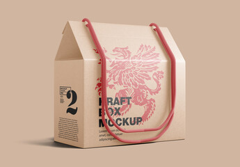 Gift Box with Rope Hadles Mockup