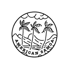 Vintage vector black and white round label. National parks of the USA. American Samoa.