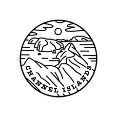 Vintage vector black and white round label. National parks of the USA. Channel Islands. California.