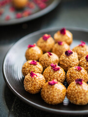 Sweet dessert laddo/ball made with sesame and jaggery