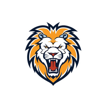 lion mascot head face illustration wild animal design vector symbol emblem icon silhouette king power sign