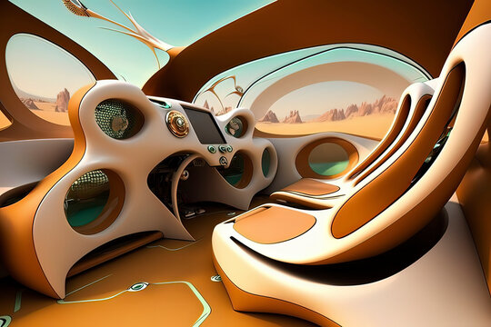 Future Intelligent Vehicle Cockpit . AI technology generated image