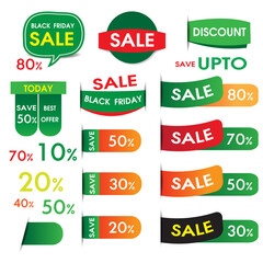 set of green discount labels