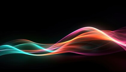 light beams flowing across a black background, generative ai