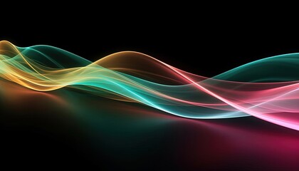 Naklejka premium light beams flowing across a black background, generative ai