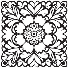 Flower clipart vector design black and white