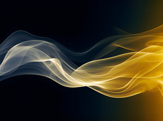 Texture of yellow and white smoke. Abstract yellow and white smoke on a black background. Steam texture. Generative AI