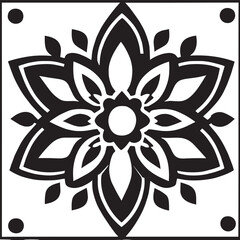 Flower clipart vector design black and white