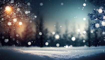 Fototapeta na wymiar decorative winter snowy season scenery with blur effect generative ai
