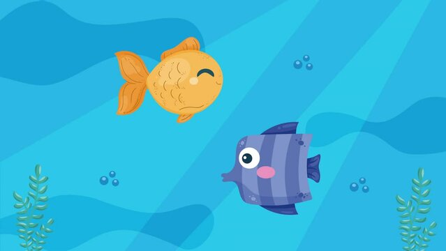 purple exotic fish sealife animation