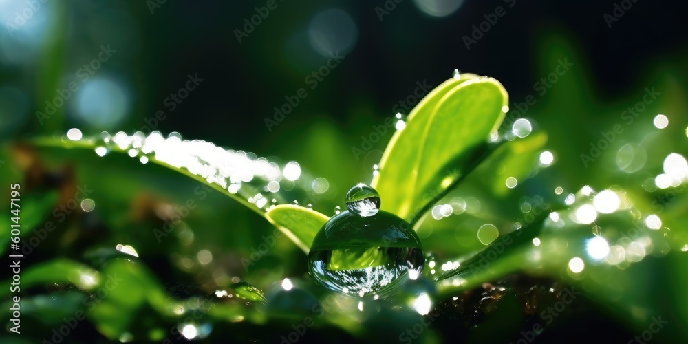 Wall mural sustainability generative ai illustration showing close-up shots of plant leaves