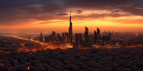 Wide Landscape of Arabian City - Generative AI Illustration