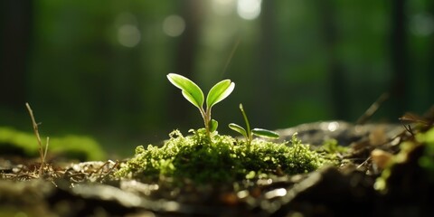 sustainability generative ai illustration  showing Close-up Shots of Plant Leaves