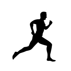 Fototapeta na wymiar Running people silhouette.