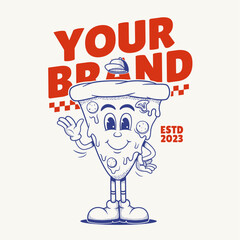 Pizza Character, Retro Mascot Character