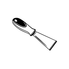 Vector sketch hand drawn trowel silhouette, line art