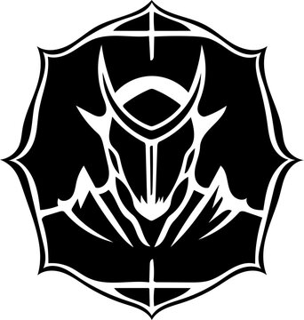 Black and white logo of an alien warrior, vector illustration an extraterrestrial creature 