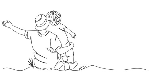 Fathers day line art vector illustration