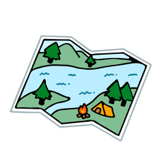 Map. Camping Concept, Simple style, Vector Illustration.