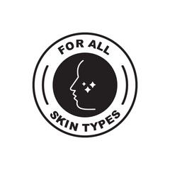for all skin types icon. suitable for skincare products. color badge, seal, sticker, logo, and symbol variants. Isolated vector illustration 