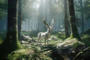 White Deer Gaze Serenity Amidst the Forest