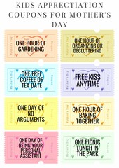 Express love and gratitude with our kids' Mother's Day coupons. Thoughtfully designed, customizable, and heartfelt tokens of appreciation. Perfect gift for moms! #MothersDay #Gratitude