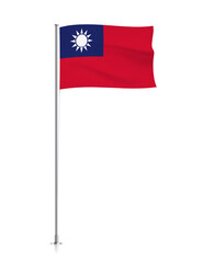 TAIWAN flag, waving flag of  TAIWAN eece on a pole 