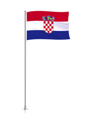 Croatia flag, waving flag of Croatia on pole 
