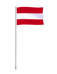 Austria flag, waving flag of Austria on pole 