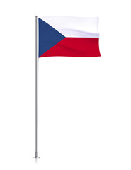 Czech Republic flag, waving flag of Czech Republic on pole 