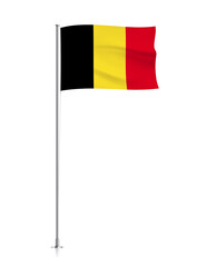 Belgium flag, waving flag of Belgium on pole 